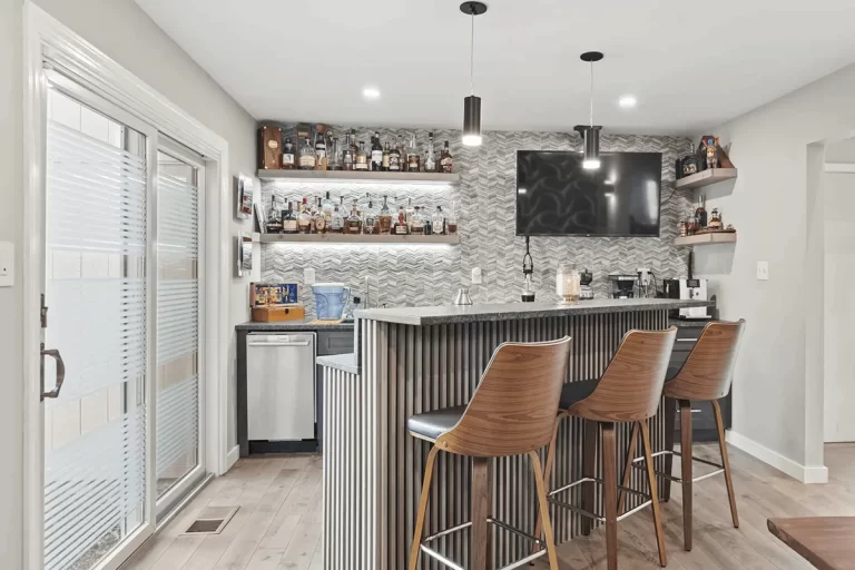 Modern basement bar renovated by Veteran Built Homes in Northern Virginia